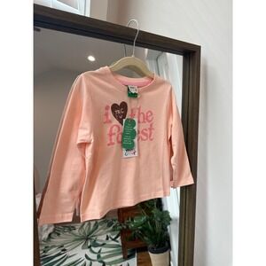 Mon Coeur Kids I Love The Forest Long Sleeve T-Shirt  Sz 4Y Soft Pink Eco Fiber